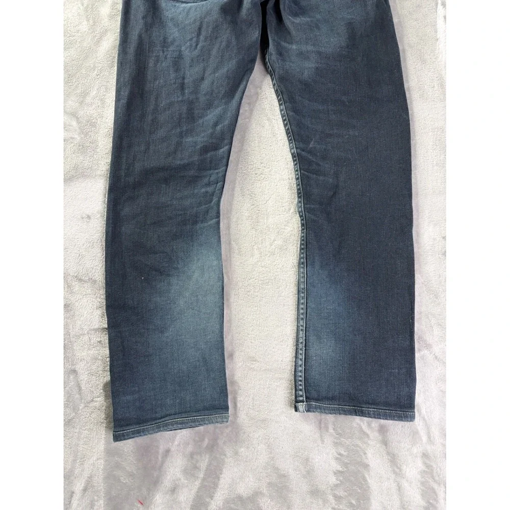 VTG USA 7 For All Mankind Jeans Slimmy Mens 31x28 Blue Embroidered Stretch